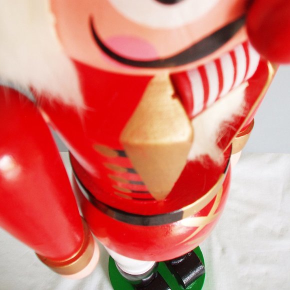 Vintage Wooden Toy Soldier Nutcracker Big 21" Tall Old World Christmas Red Black - Picture 6 of 8